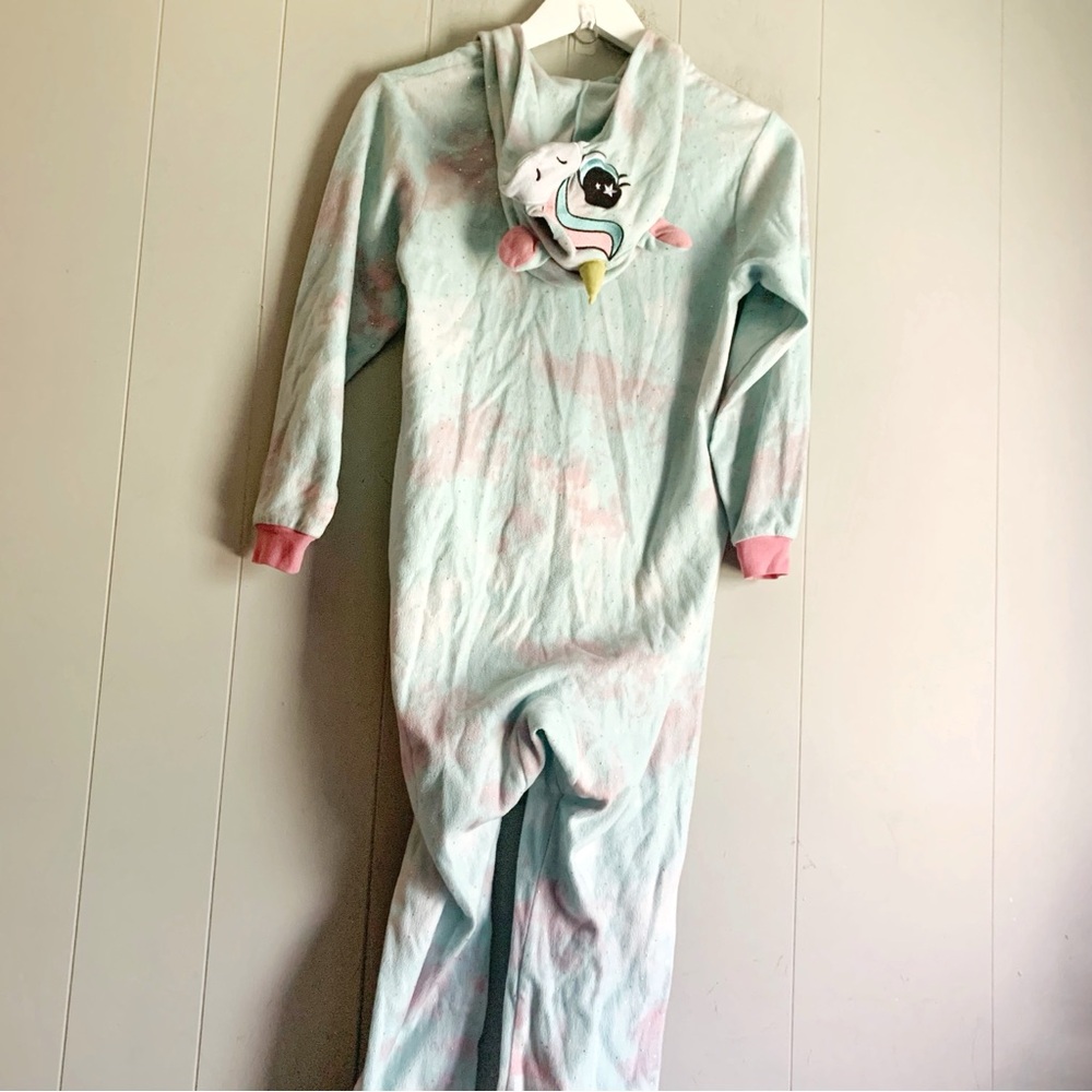 Cat & Jack Unicorn One-Piece Fleece Pajamas Girl Size L (10-12)